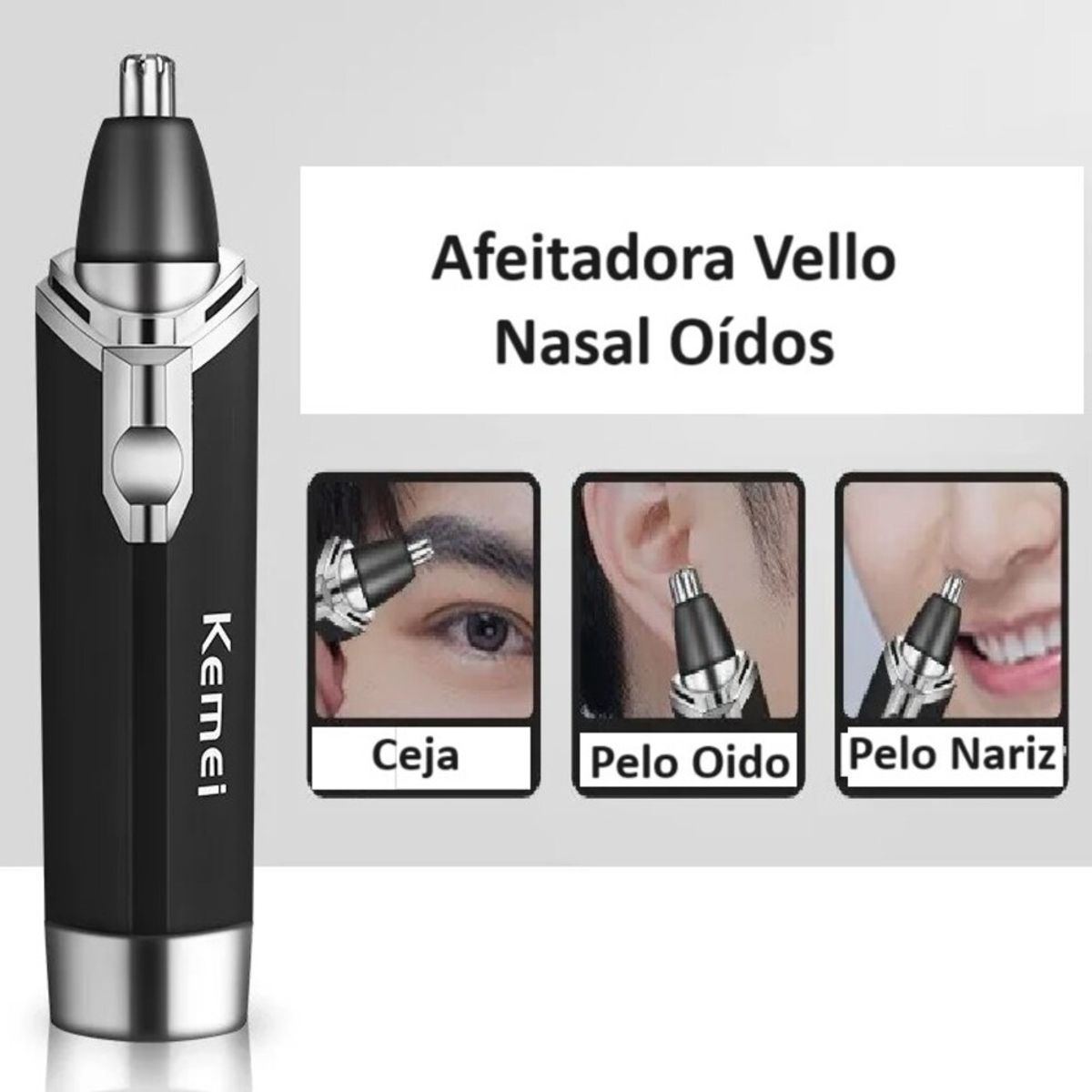 KEMEI - Depiladora Vello Nasal Portátil Oídos Kemei Unisex Viaje Genieka