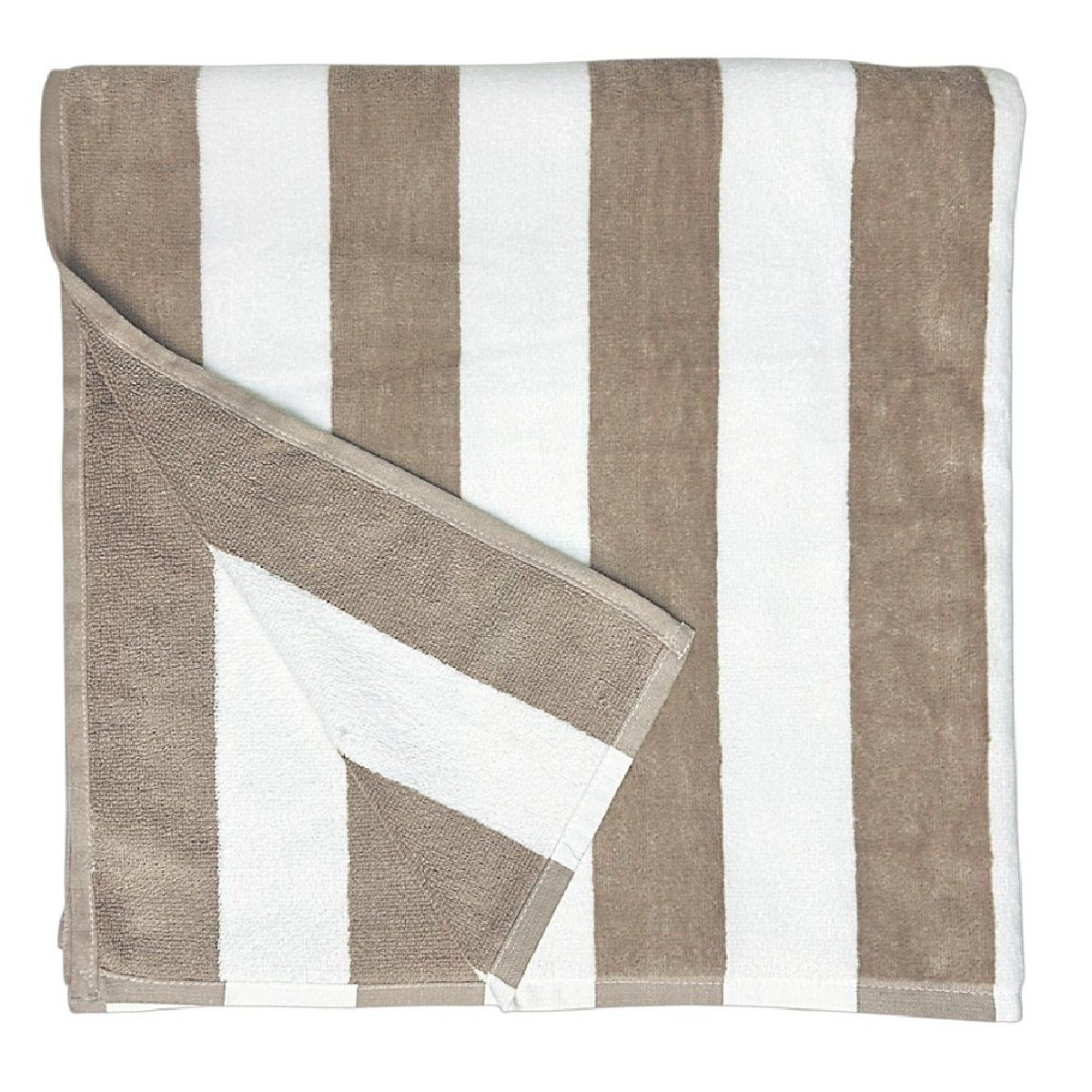 MAGE DISTRIBUTION - Toalla de Playa Marrón Arena con Blanco 90cm x 180cm