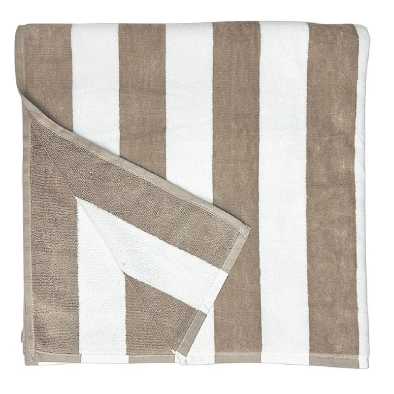 GENERICO - Toalla de Playa Marrón Arena con Blanco 90cm x 180cm