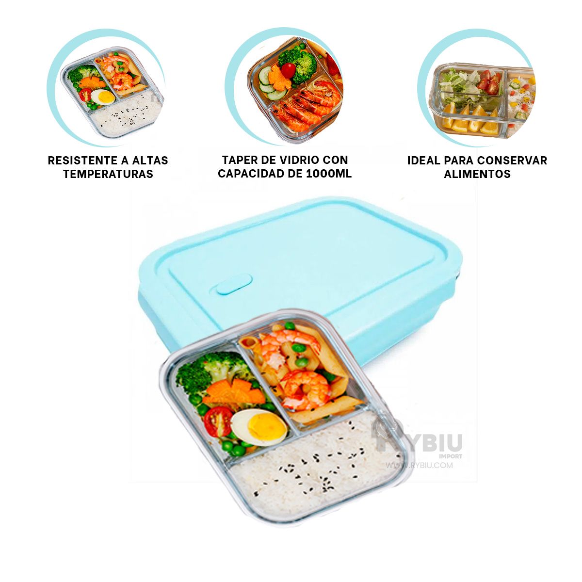 RYBIU IMPORT - Envase para Frutas en Celeste Y+Ligas de Regalo