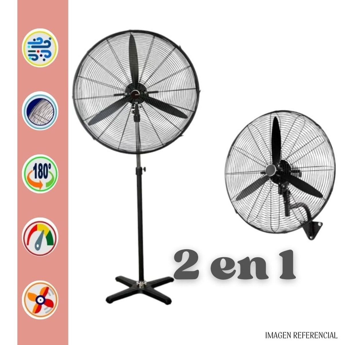TREVELY - Ventilador Industrial Trevely 30" 2 en 1 con Control Remoto– 230 watts