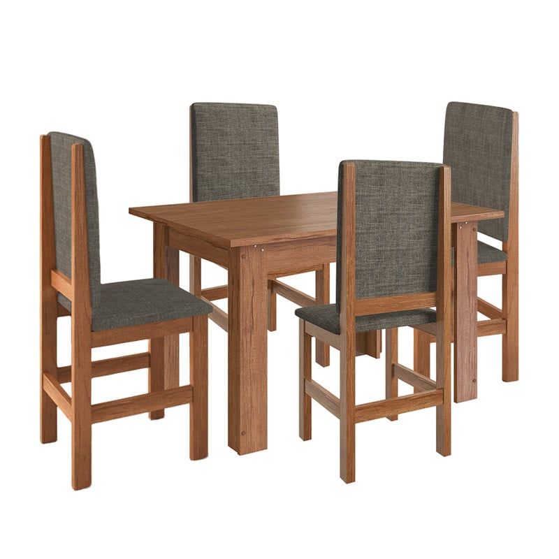 2020 HOME PERU - Juego de Comedor 114X084 Canela 4 Sillas