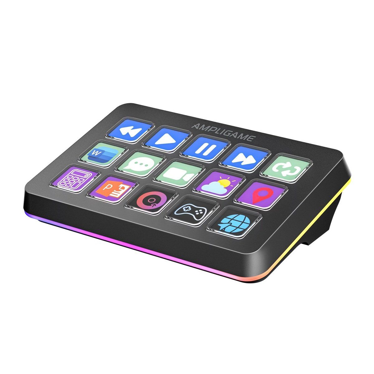 FIFINE - Fifine - Teclado Ampligame D6 con 15 Teclas LCD Personalizables Negro