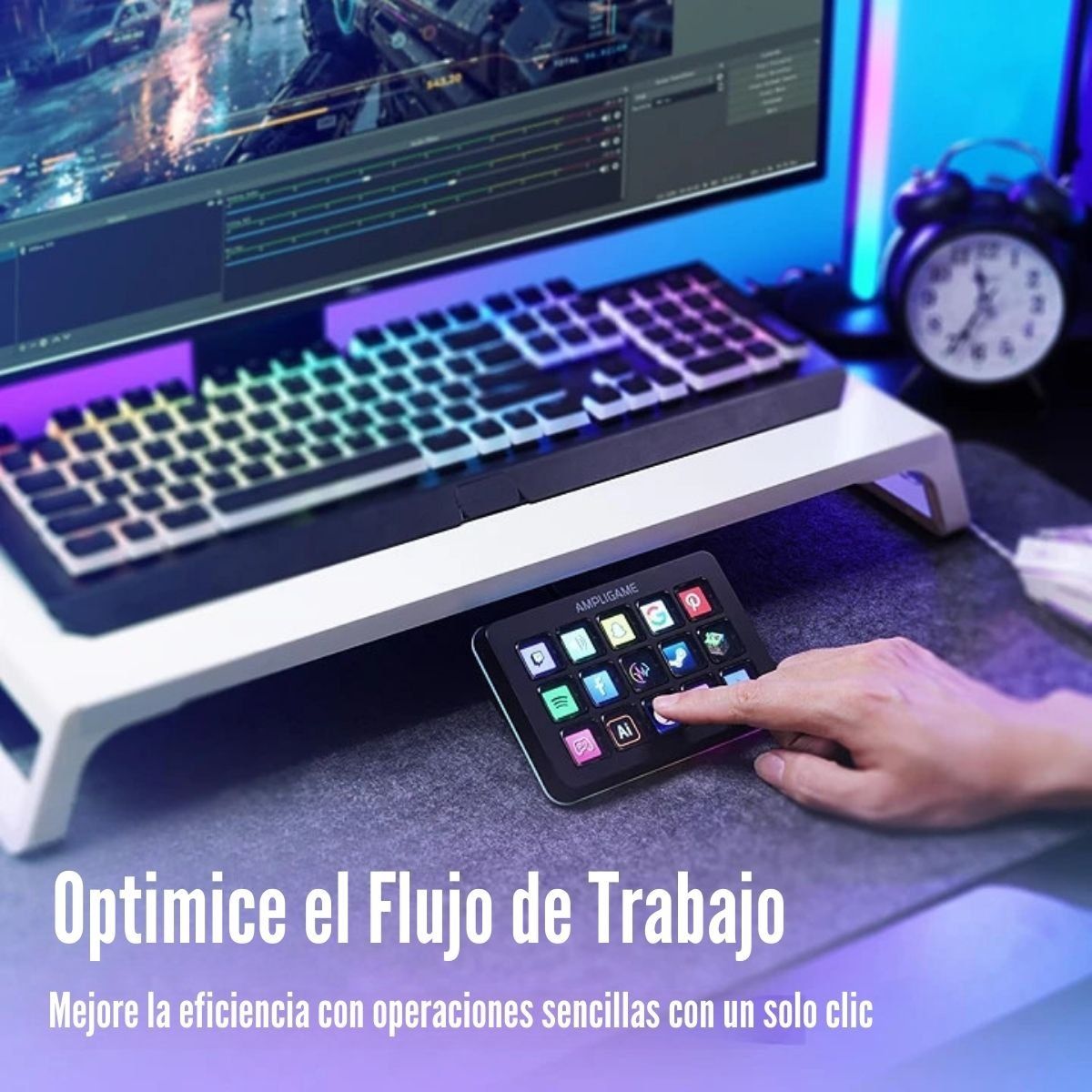 FIFINE - Fifine - Teclado Ampligame D6 con 15 Teclas LCD Personalizables Negro