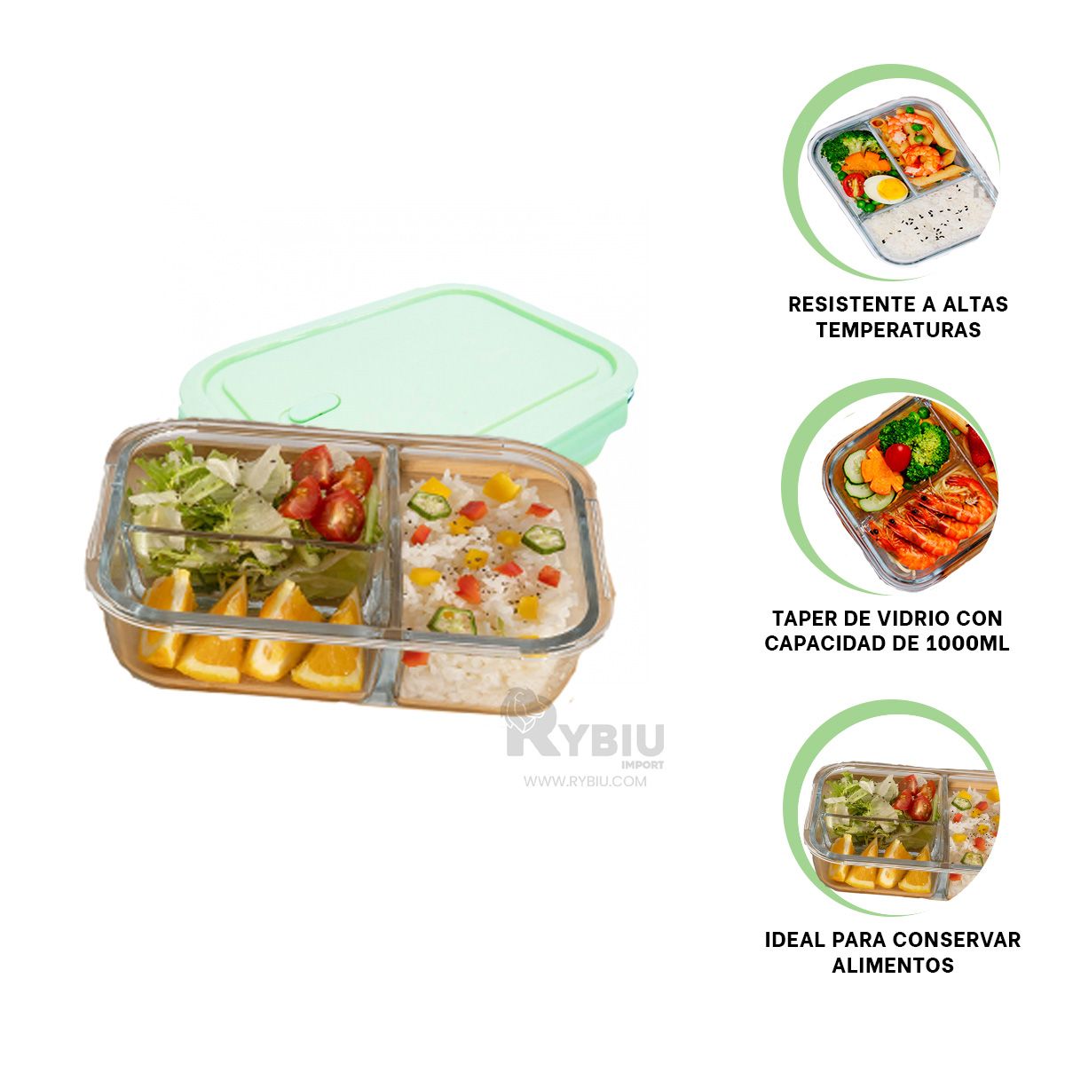 GENERICO - Recipiente Ideal de 3 Partes en Verde Y+Gift MiniAgenda