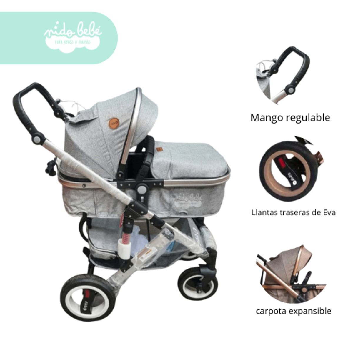 GENERICO - Coche Moises de bebe Didit plomo