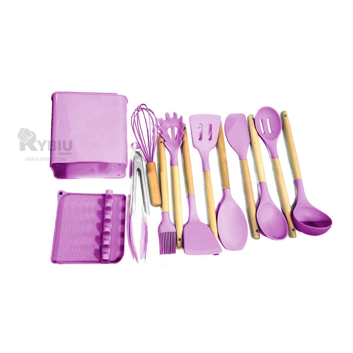 RYBIU IMPORT - Combo de Espatula de Siliciona Color Lila Y+Regalo Stickers