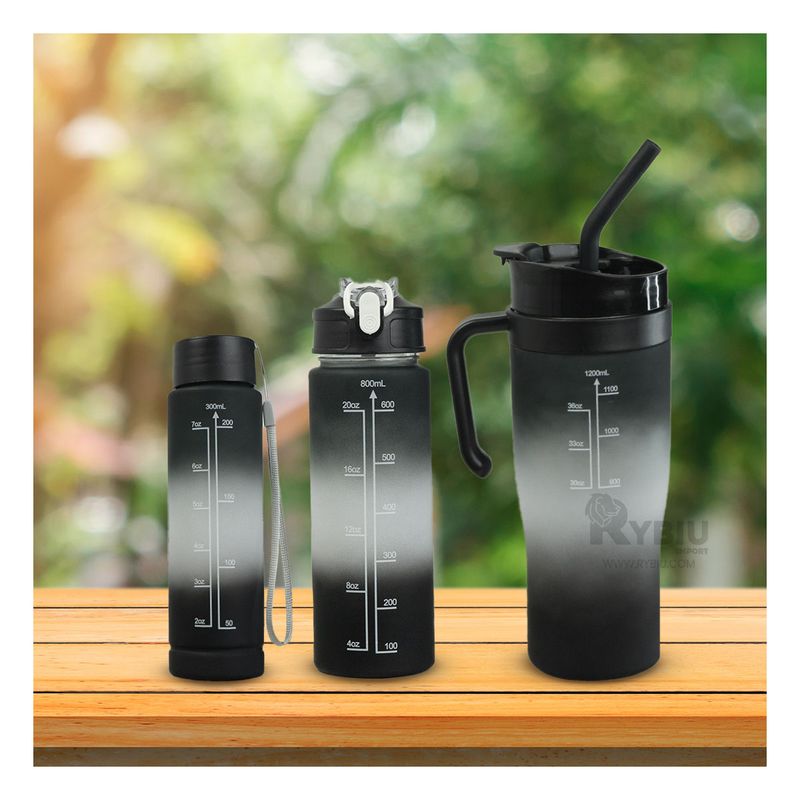 GENERICO - Set de 3 Envases Practicos en Negro Y+Envoltorio de Regalo