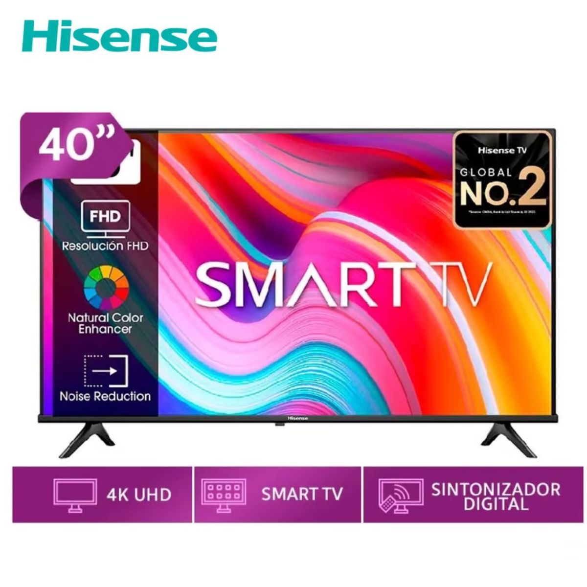 HISENSE - TELEVISOR HISENSE 40 FHD SMART TV CON BLUETOOTH 40A4K