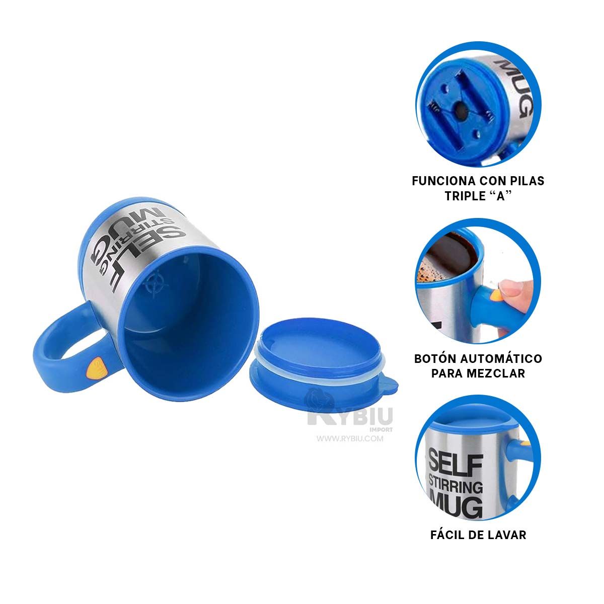 RYBIU IMPORT - Frasco para Batidos en Azul Y+Ligas de Regalo