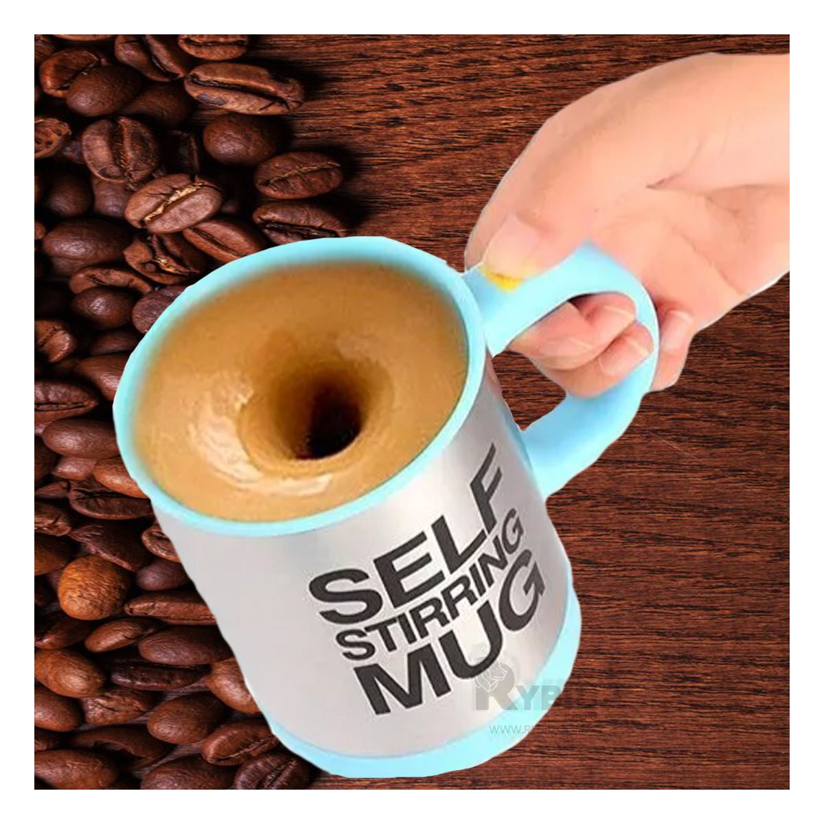 RYBIU IMPORT - Taza Batidora de 400 ml con 2 Pilas AAA en Tono Celeste