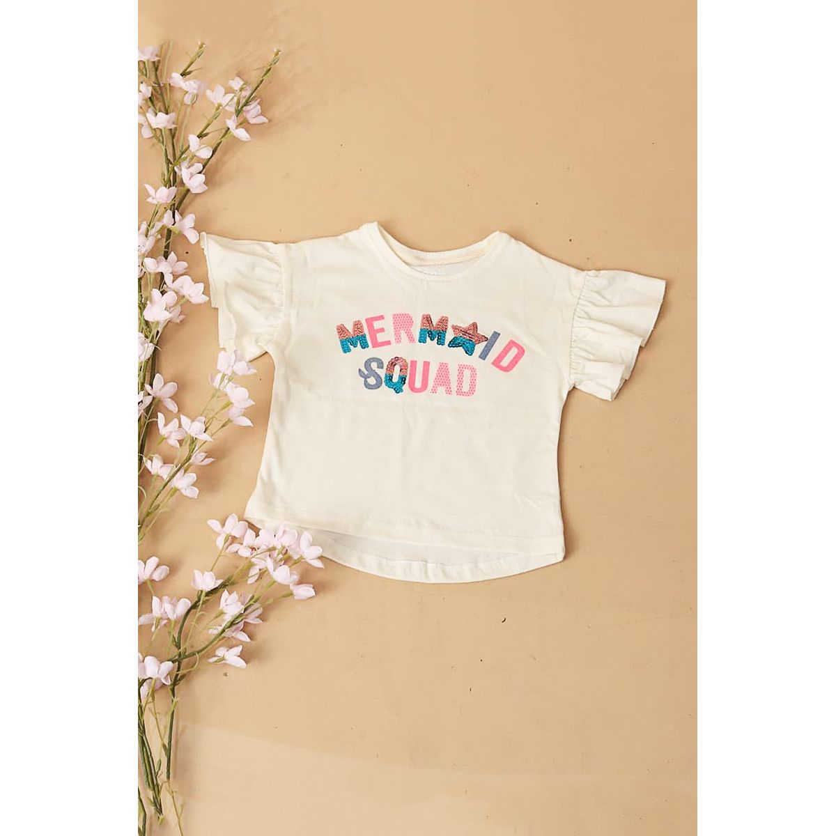 GENERICO - Polo Básico Niña Cuello Redondo Alto Samantha Color Crema Estacion 108