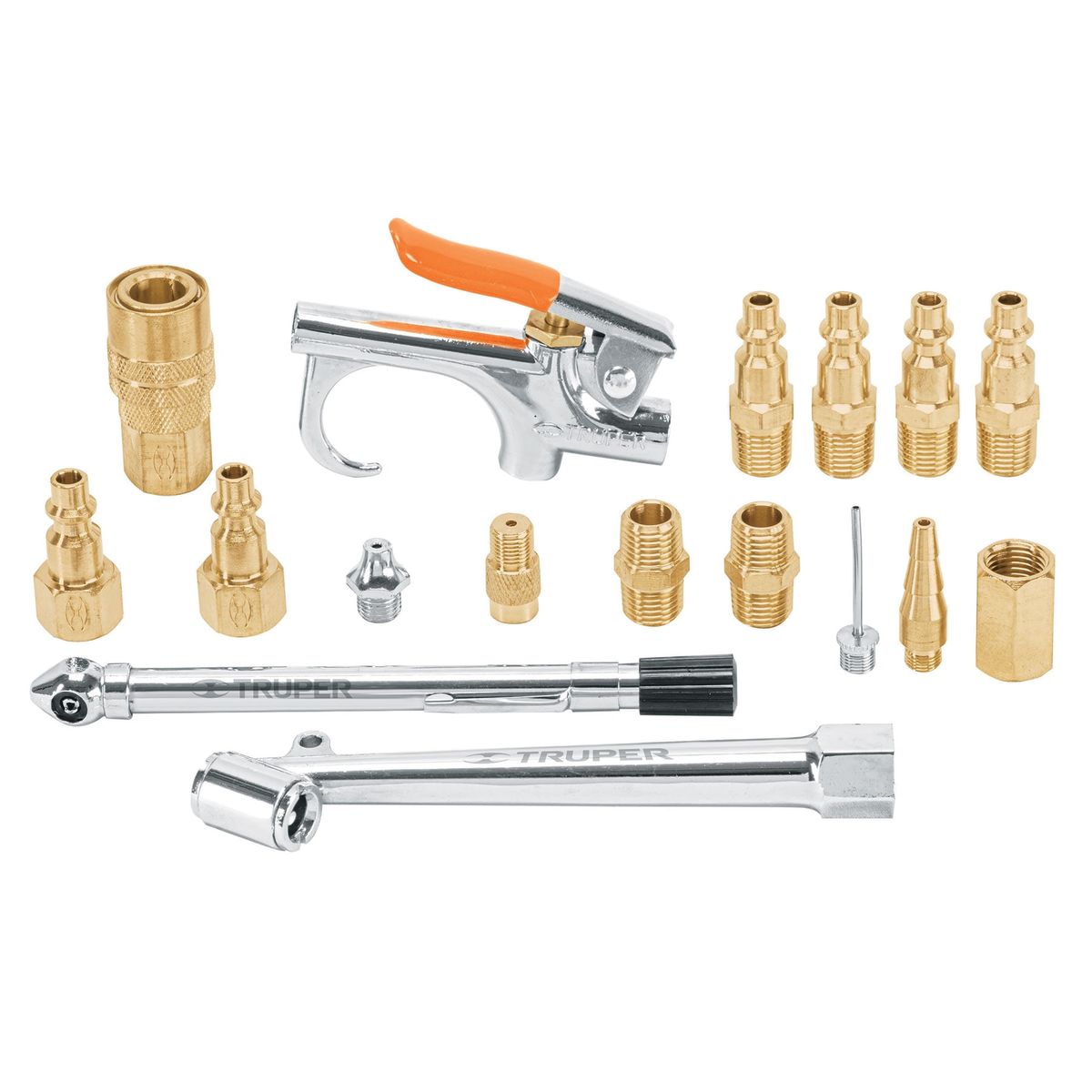 Truper - Juego 17 Accesorios para Limpiar Inflar y Calibrar 19022 Truper