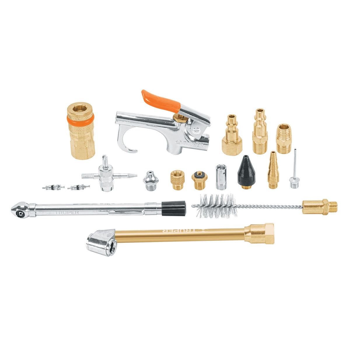 TRUPER - Juego 18 Accesorios para Limpiar Inflar y Calibrar 19079 Truper