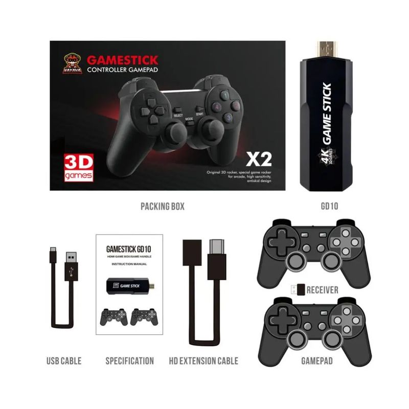 GENERICO - Consola Retro  Game Stick X2 Plus  4K  Mandos inalámbrico Recargable