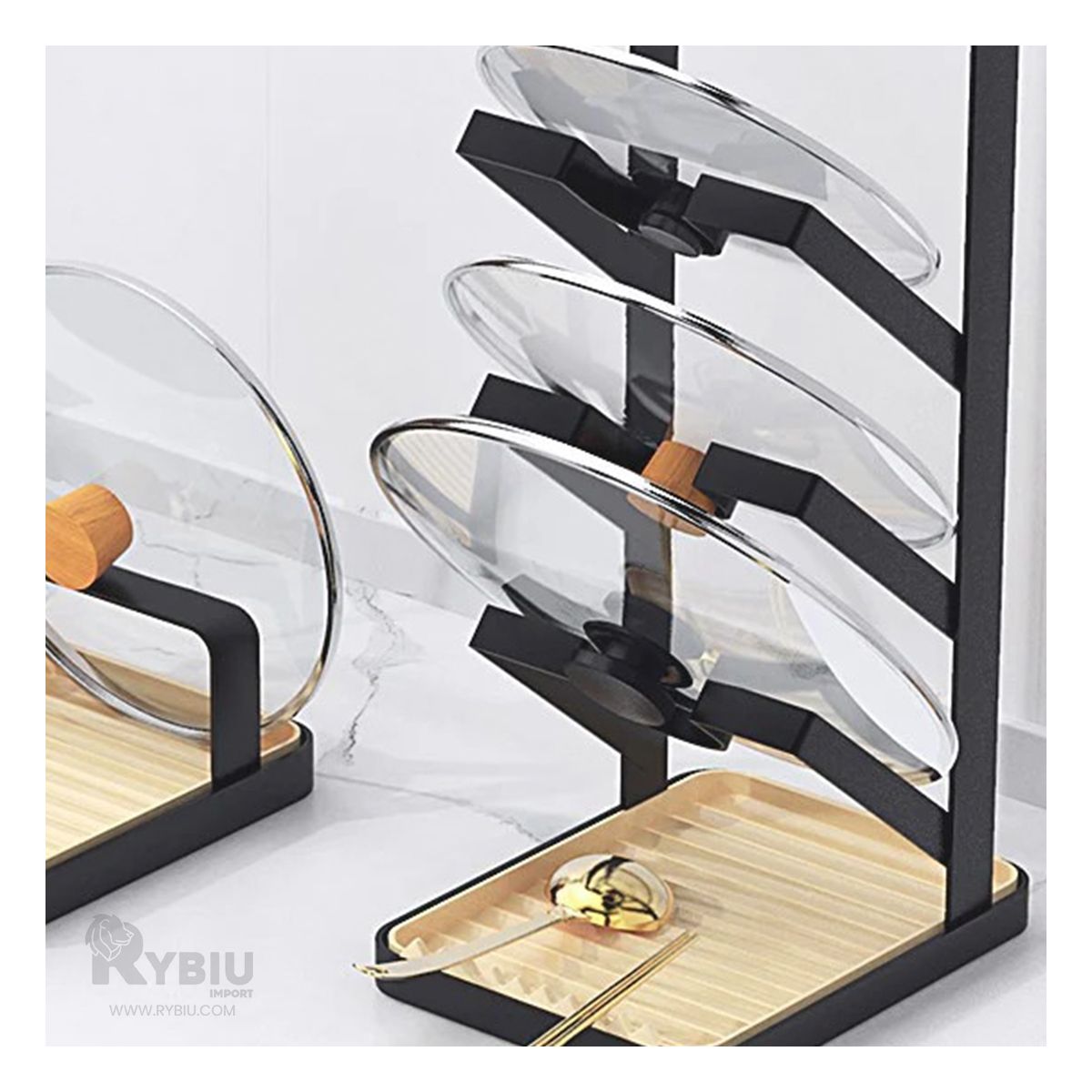 RYBIU IMPORT - Organizador para Tapas de Ollas y Cucharas de Color Negro