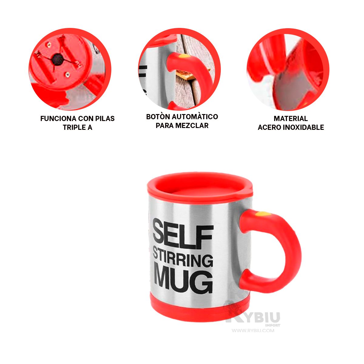 GENERICO - Taza Batidora de 400 ml con 2 Pilas AAA en Tono Rojo