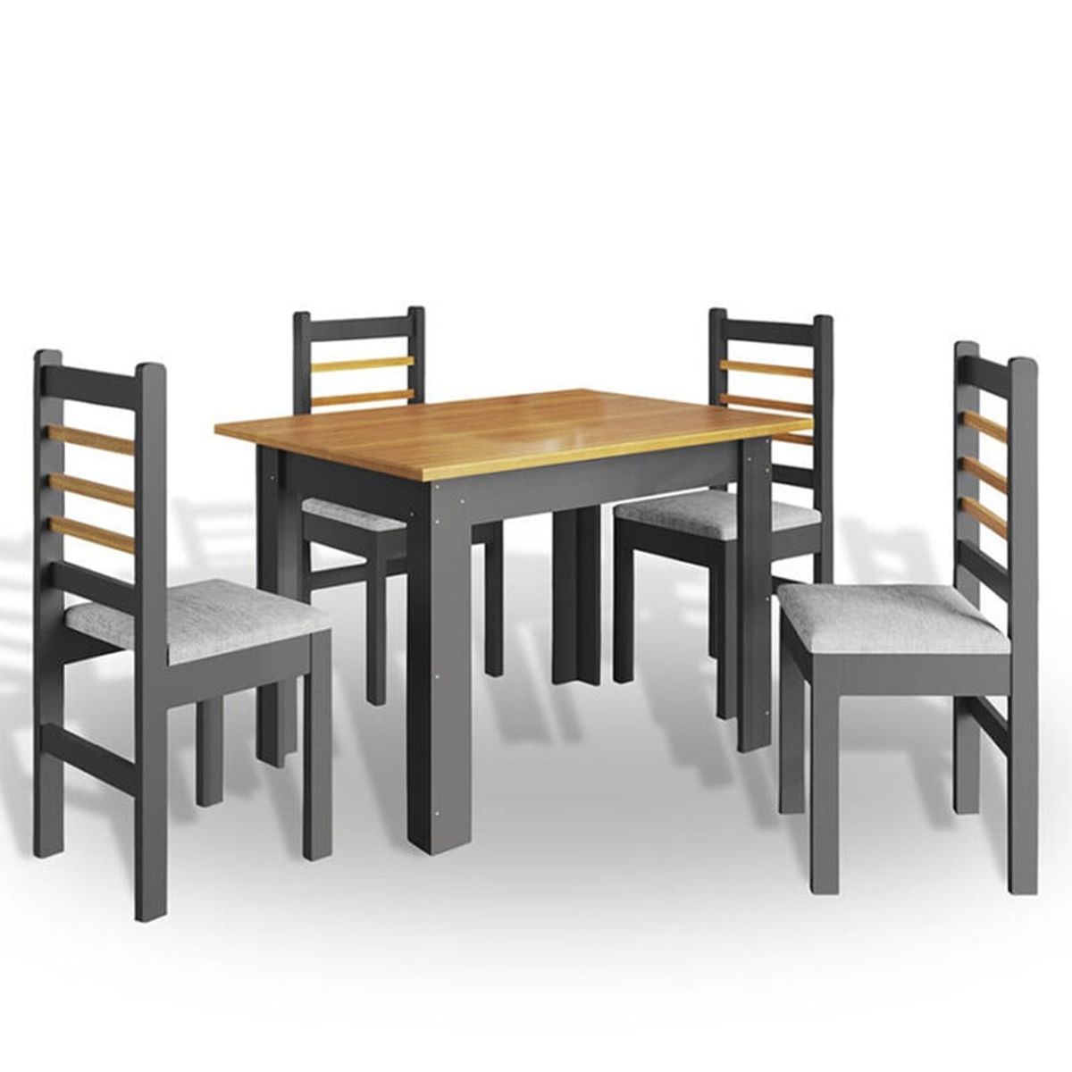 2020 HOME PERU - Juego de Comedor 4 Sillas  Gris - Natural
