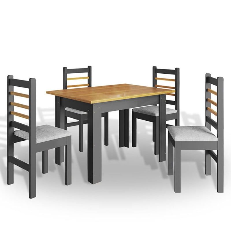 2020 HOME PERU - Juego de Comedor 114X084 GrisNatural 4 Sillas