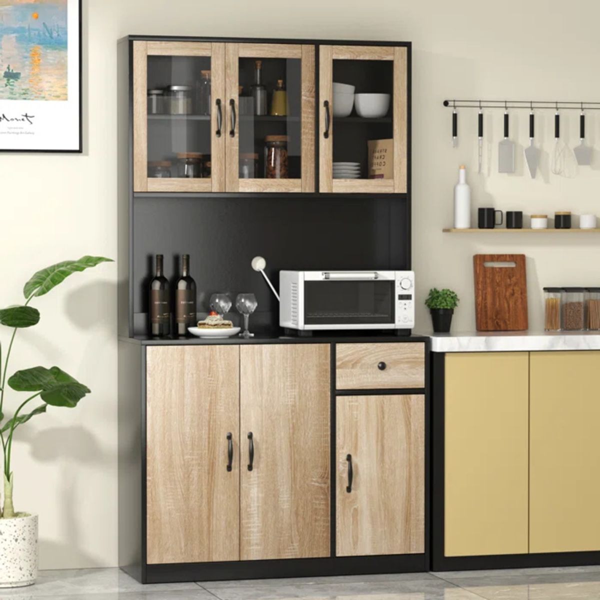 TU MESITA - Mueble de Cocina Moderno Kailin color NegroDuna 6 puertas 1 cajón TU MESITA