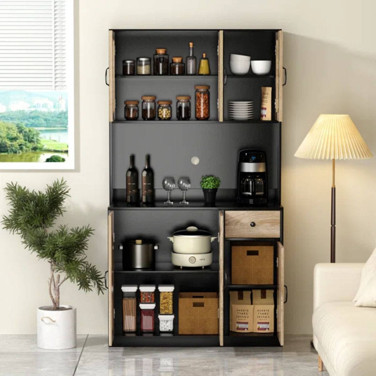 TU MESITA - Mueble de Cocina Moderno Kailin color NegroDuna 6 puertas 1 cajón TU MESITA