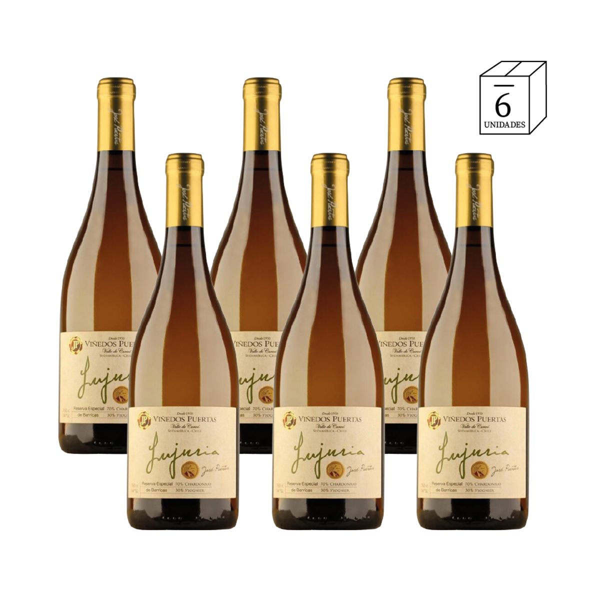 VIÑEDOS PUERTAS - Viñedos puertas - Lujuria Chardonnay 750ml CAJAX6