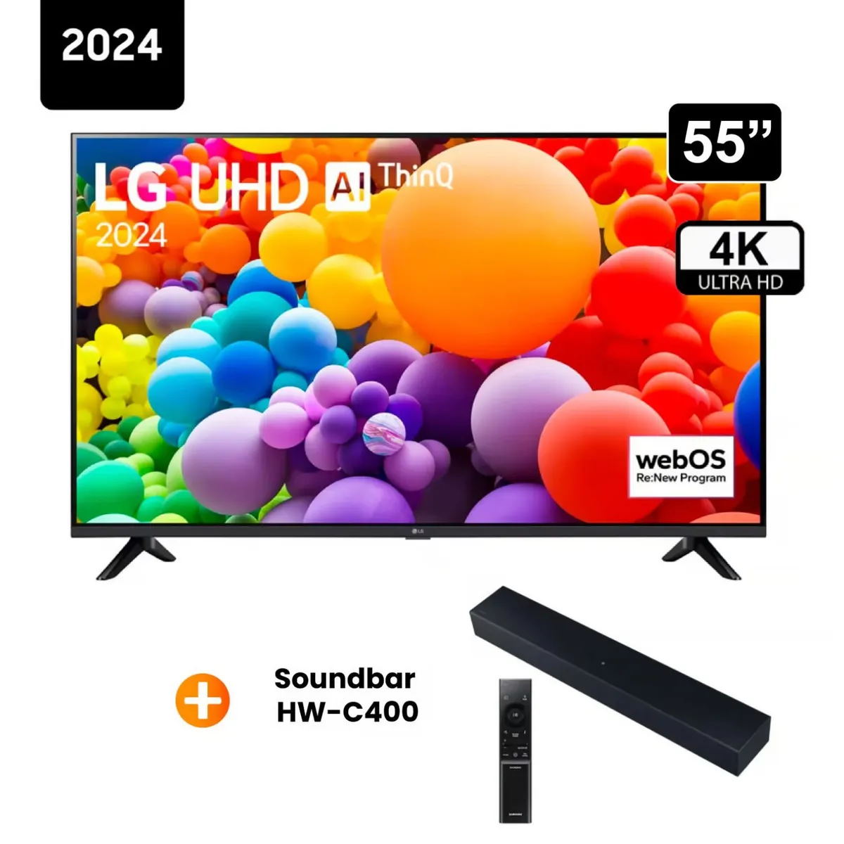 LG - Televisor LG 55 Pulg. LED Smart TV 4K UHD ThinQ AI 55UT7300 + Soundbar HW-C400