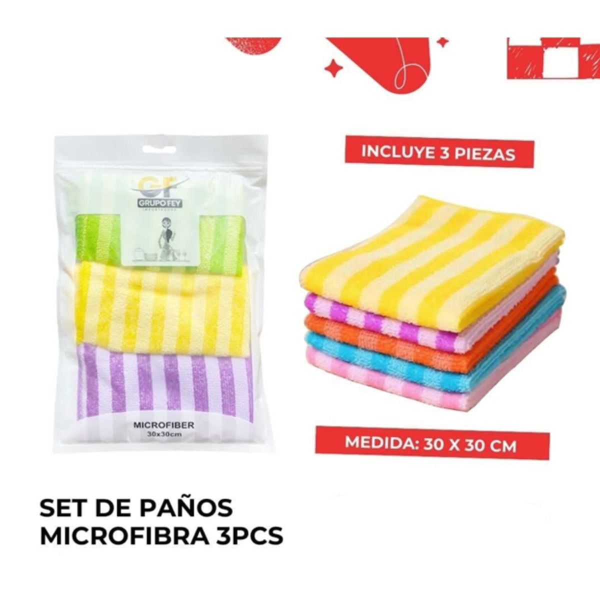 GENERICO - Set de Paños Microfibra 3pcs