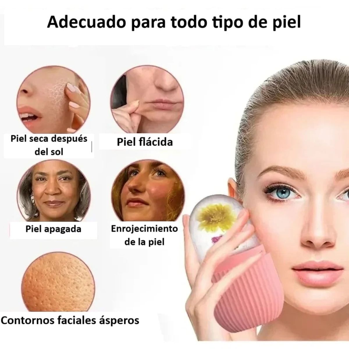 GENERICO - Masajeador Roller Face Hielo Mujer Facial Cuello Hidratante Genieka