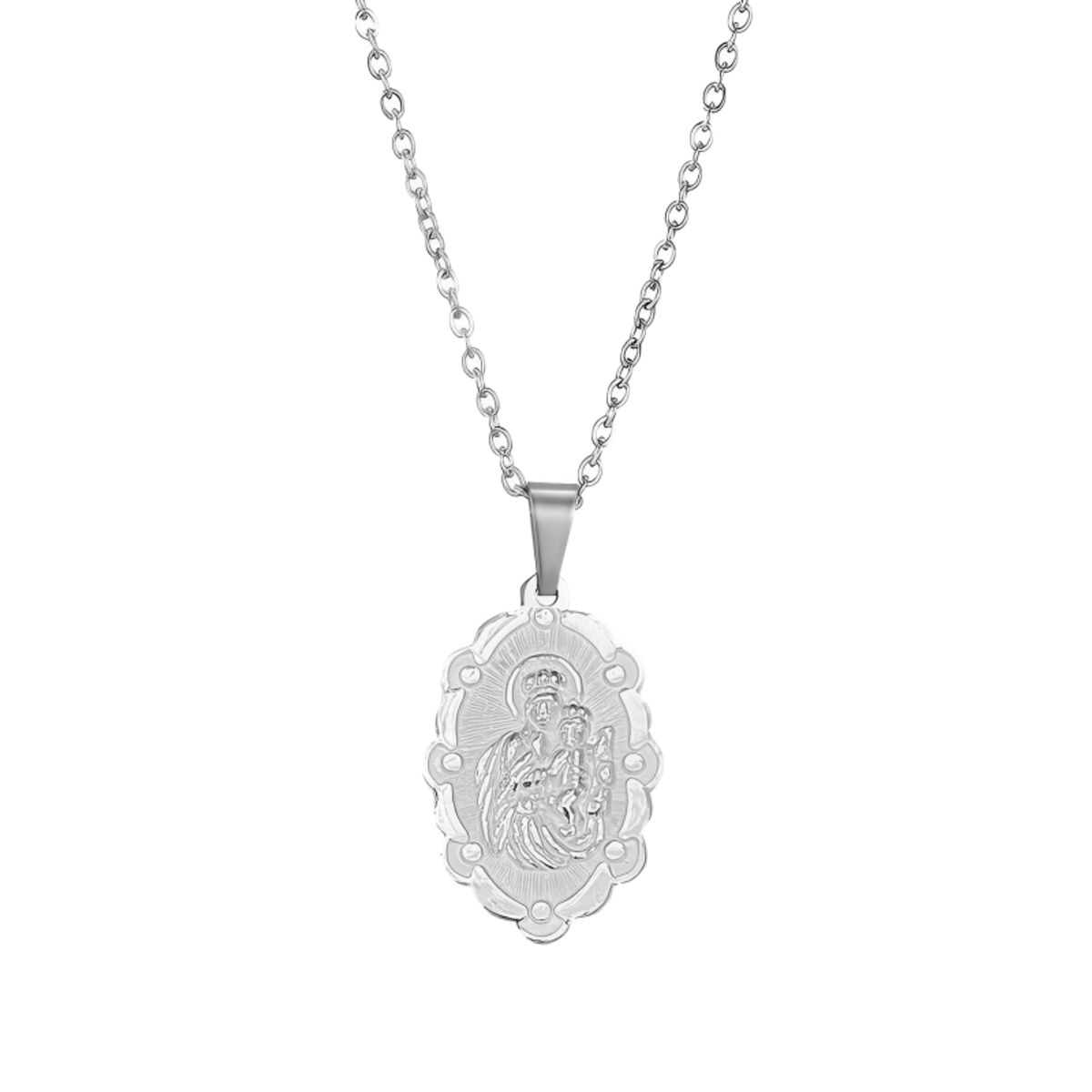 GENERICO - Collar Mujer Medalla Virgen Del Carmen Joya Religiosa Plata