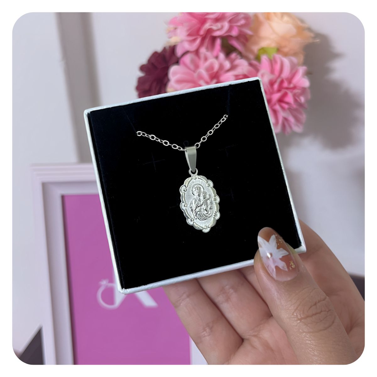 GENERICO - Collar Mujer Medalla Virgen Del Carmen Joya Religiosa Plata