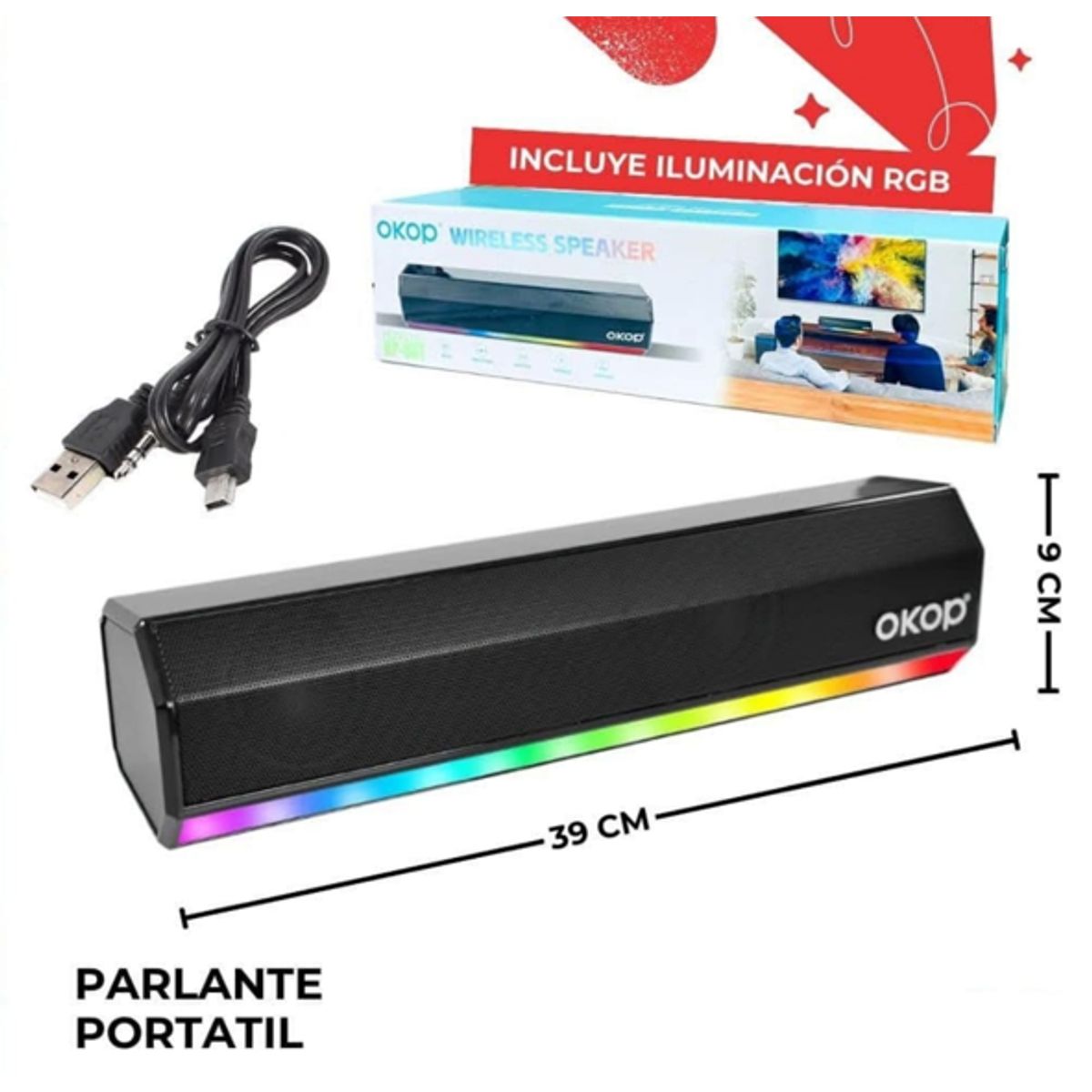 GENERICO - Parlante Portátil con Luces