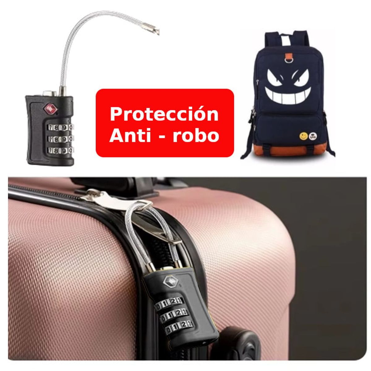 GENERICO - Candado Tsa Aprobado Seguridad Mochila Casillero Maletin Viaje Lockers