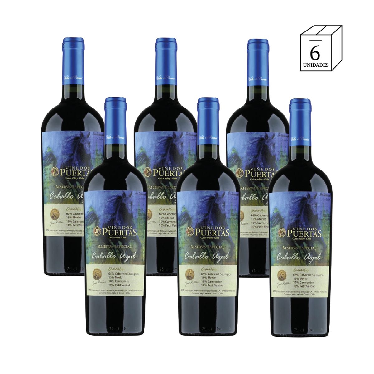 VIÑEDOS PUERTAS - Viñedos puertas - Caballo Azul Reserva Especial 750ml  CAJAX6