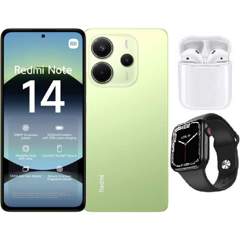 XIAOMI - Xiaomi Redmi Note 14 256GB Verde + Audifonos + Smartwatch