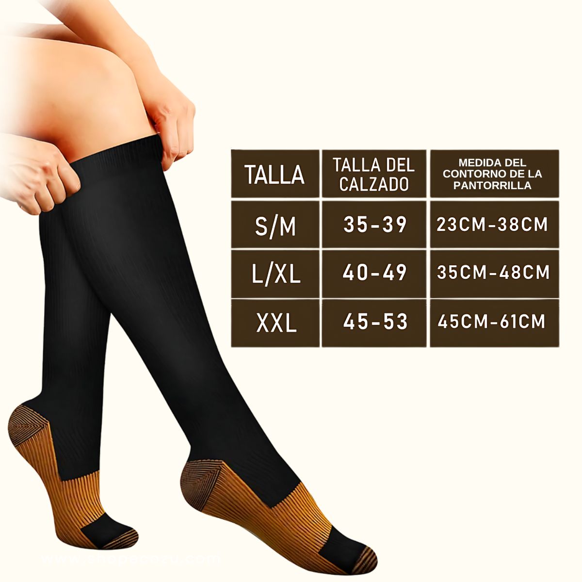 GENERICO - Medias de compresion antivarices talla XXL pack de 3 pares Negro