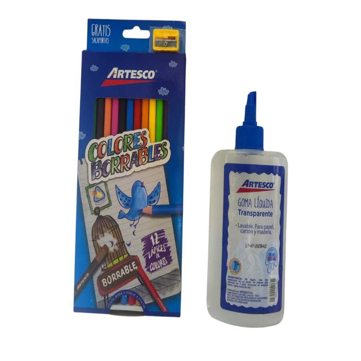 ARTESCO - Pack de Colores Borrables con  Goma liquida Escolar