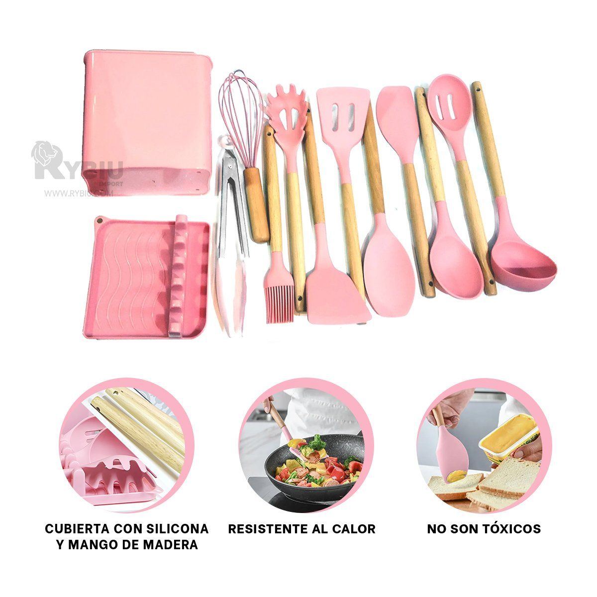 GENERICO - Combo para Almuerzos en Color Rosado Y+Gift Stickers