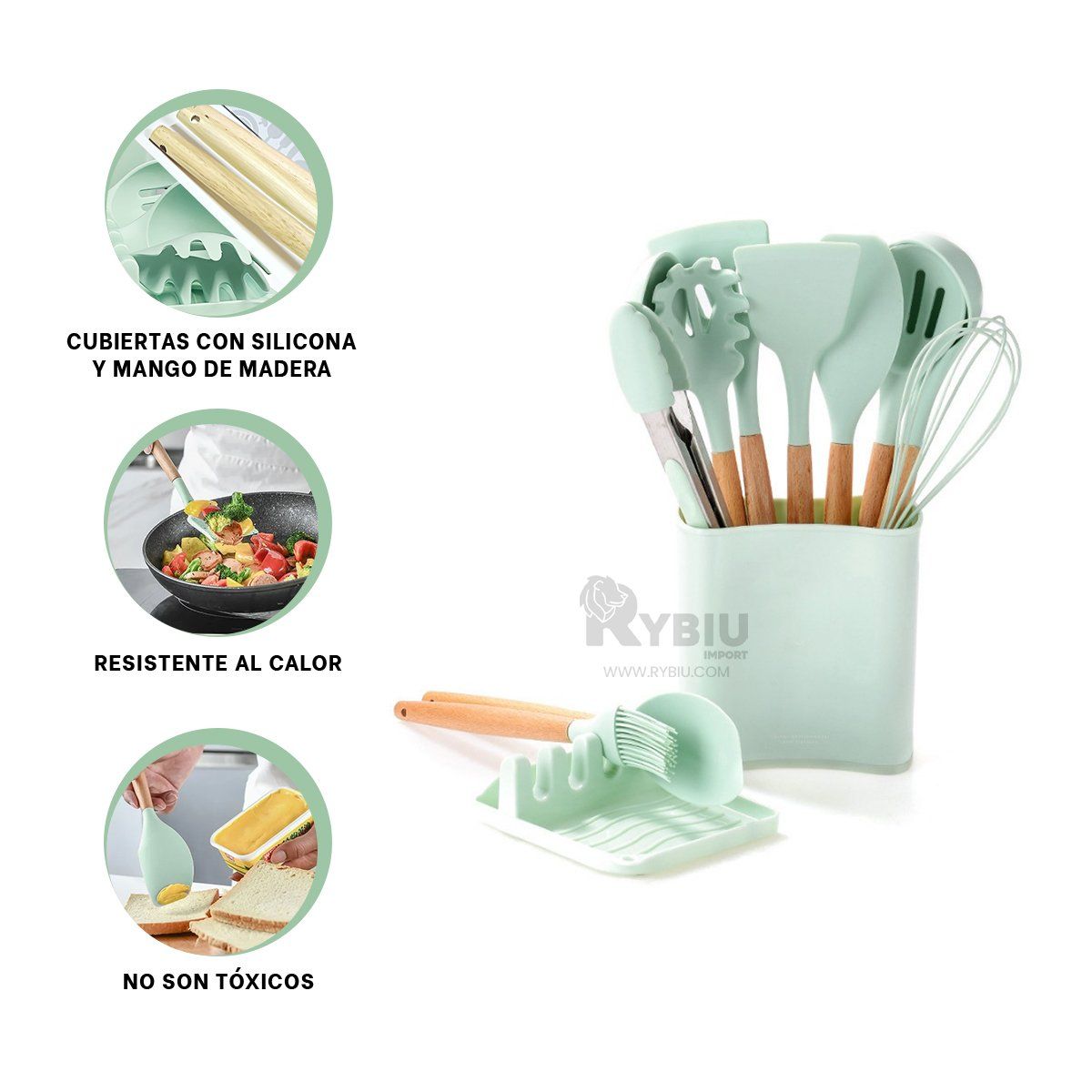 GENERICO - Set Elegante para Cocina Color Verde Agua Y+Regalo Agendita