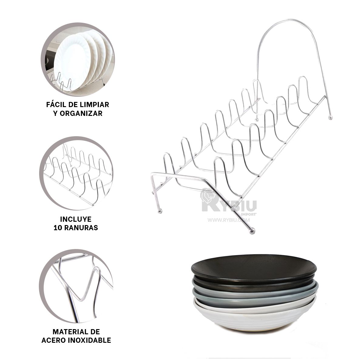 GENERICO - Soporte para Platos y Tapas de Ollas de Acero