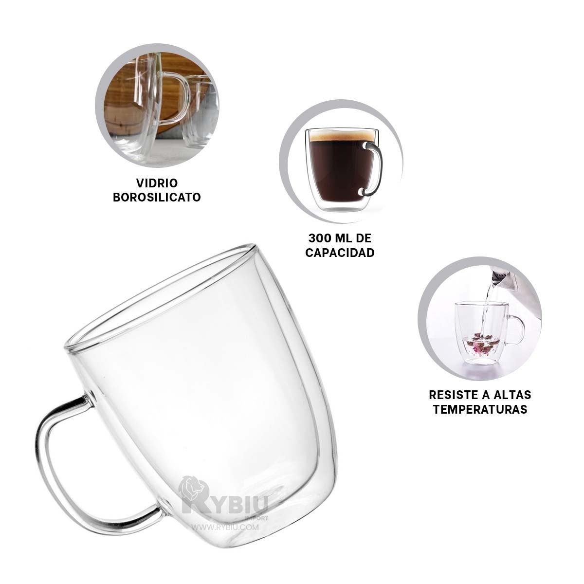 GENERICO - Taza Eficaz de Doble Capa Multifuncional 300ML Transparente