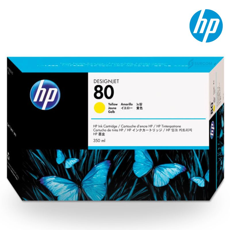 HP - Cartucho de Tinta HP 80 Amarillo Original de 350 ml