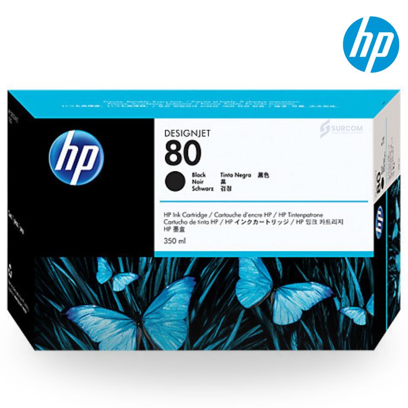 HP - Cartucho de Tinta HP 80 Negro Original de 350 ml