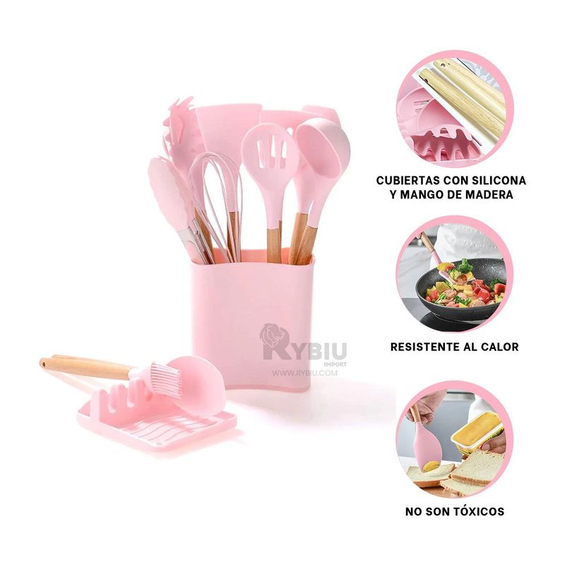 GENERICO - Combo Pastelero para Cocina en Rosado Y+Regalo Agendita