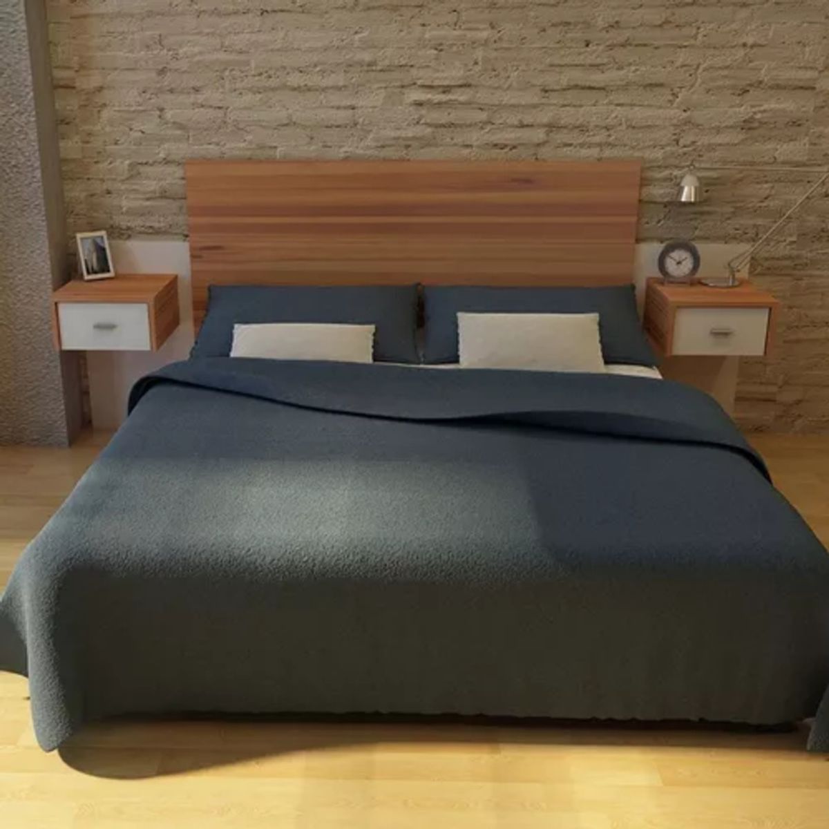 TU MESITA - Cabecera de cama Clásica + veladores flotantes Vicky color BlancoDuna TU MESITA