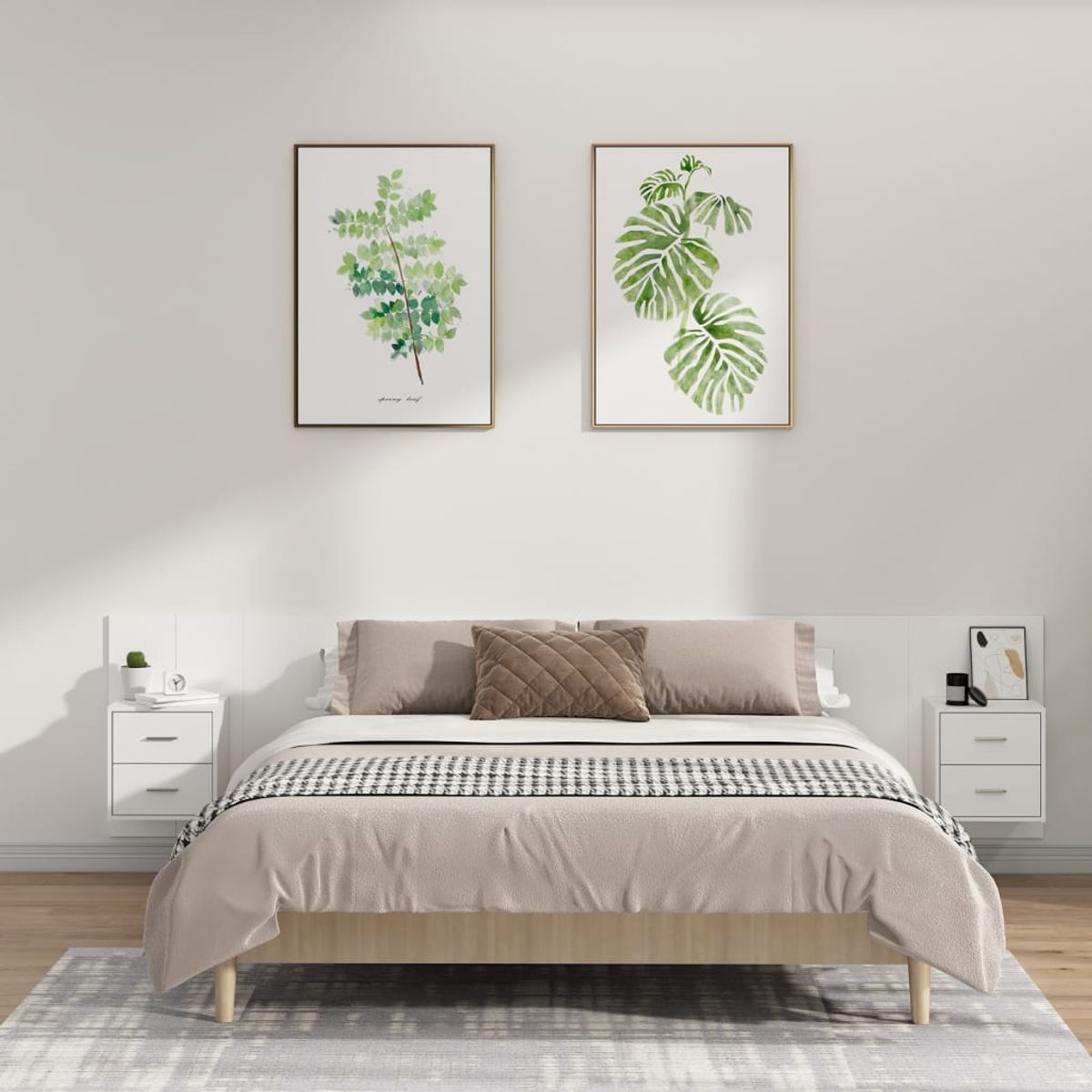 TU MESITA - Cabecera de cama Flotante con veladores 2 cajones Cristina color Blanco TU MESITA