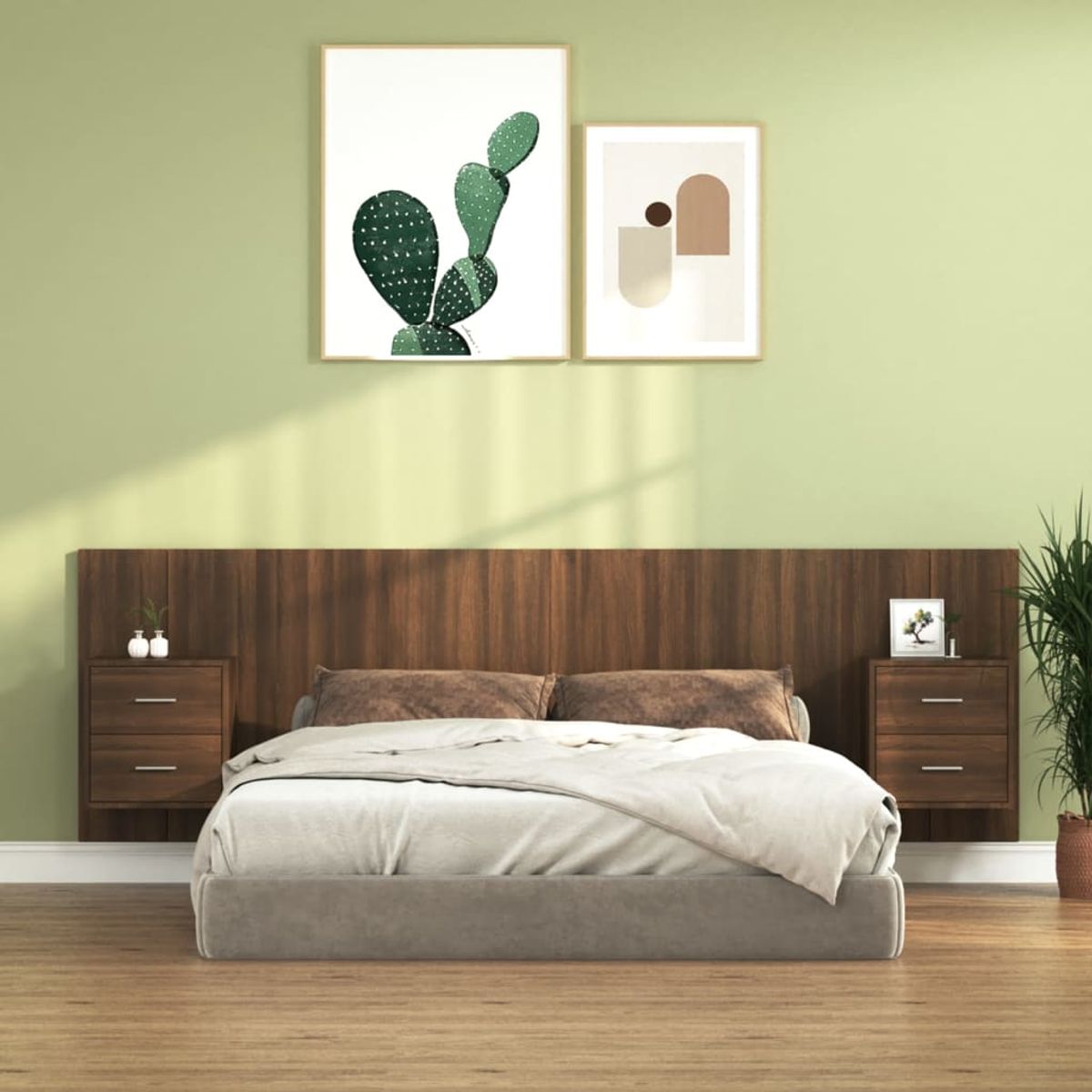 TU MESITA - Cabecera de cama Flotante con veladores 2 cajones Cristina color Marrón TU MESITA