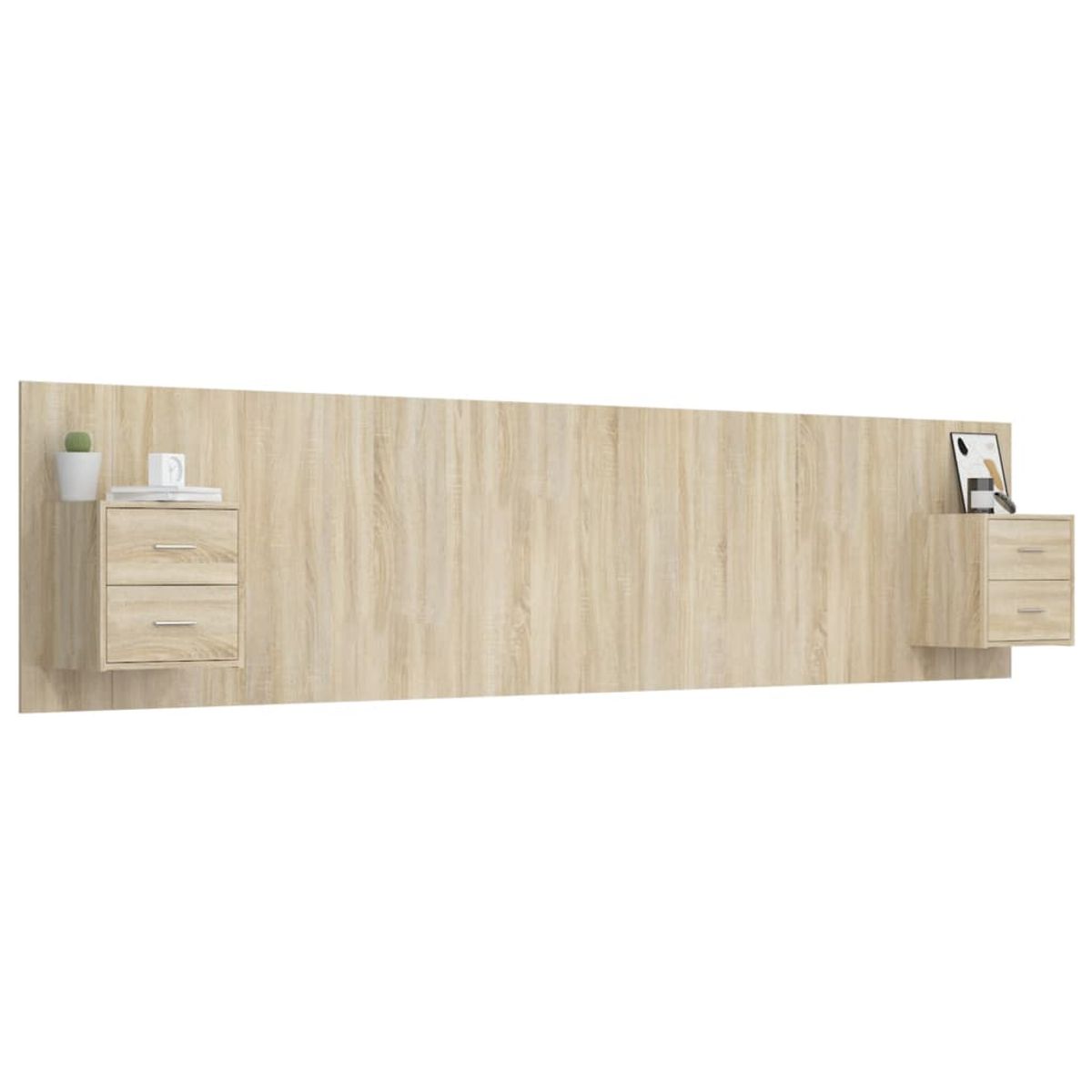 TU MESITA - Cabecera de cama Flotante con veladores 2 cajones Cristina color Natural TU MESITA