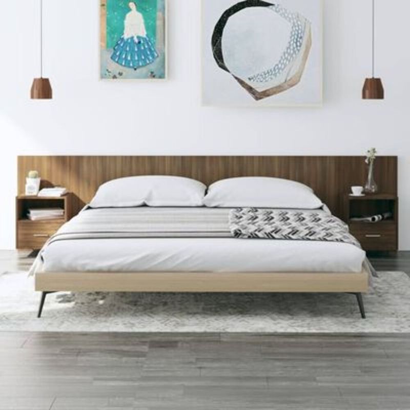TU MESITA - Cabecera de cama Flotante con veladores incluidos 1 cajón Venecia color Marrón TU MESITA