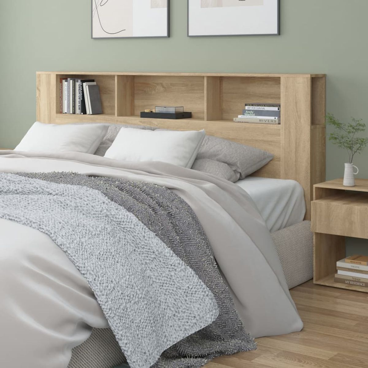 TU MESITA - Cabecera para cama moderna con organizador Margaret color Duna TU MESITA
